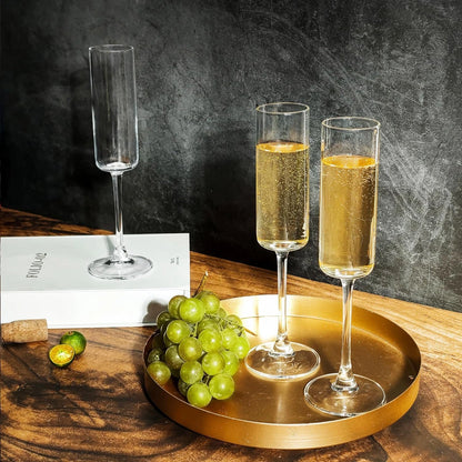 Elegant Champagne Flute Glasses | Long Stem Tall Glassware for Wine - 250ml