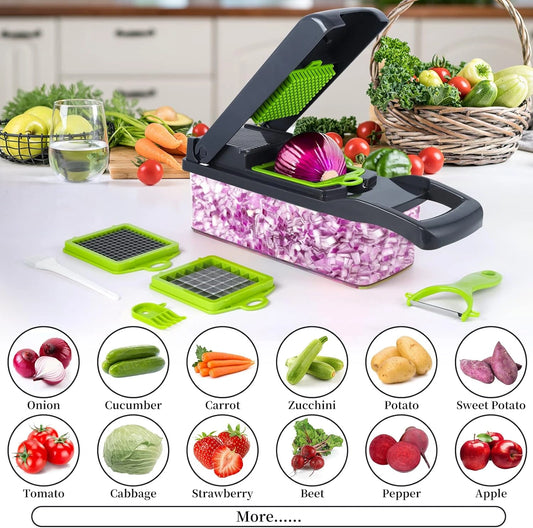 14-in-1 Multipurpose Fruits & Vegetable Chopper, Slicer, Grater With Container