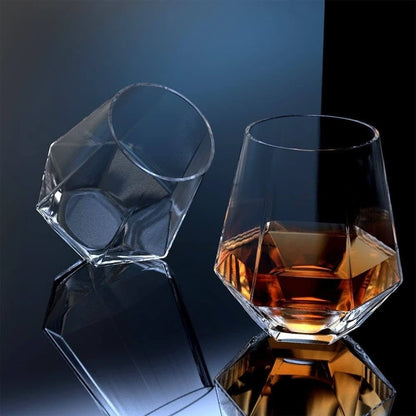 Diamond Shape Crystal Whiskey Glasses - Set of 6