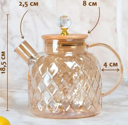 Stovetop Safe Glass Kettle with Removable Filter | Fresh Fruit Juice Kettle