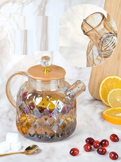 Stovetop Safe Glass Kettle with Removable Filter | Fresh Fruit Juice Kettle