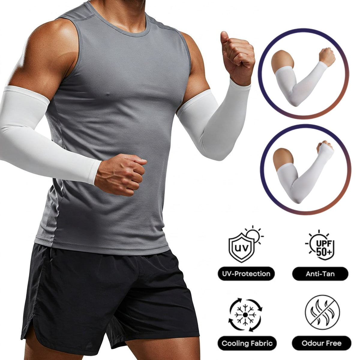 Arm Sleeves for Men & Women - UV Sun Protection For Bike Riding & Outdoor Sports