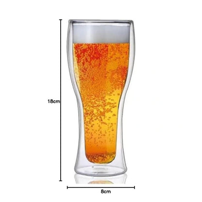 Double-Wall Beer Glasses | Insulated Pint Glasses for Cocktails, Drinks - 460ml