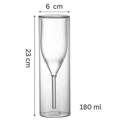 Double-Walled Champagne Glasses | Insulated Flutes for Wine, Cocktails - Set of 6