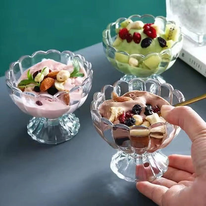 Elegant Glass Ice Cream Bowls - Dessert Serving Cups - Set of 6