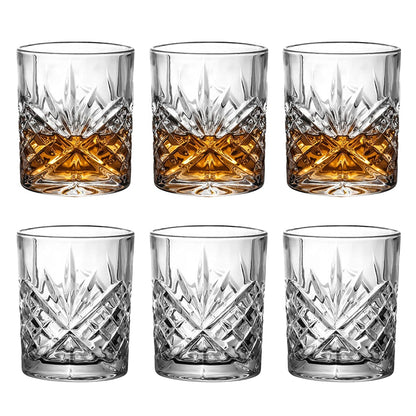 Premium Classic Crystal-Cut Whiskey Glasses - Set of 6
