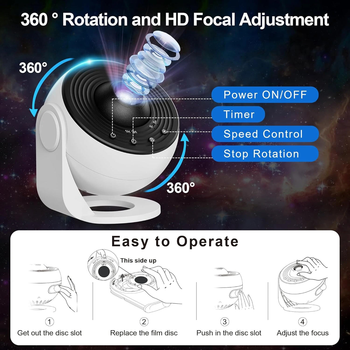 Galaxy Projector for Kids & Bedroom | 13 Film Discs